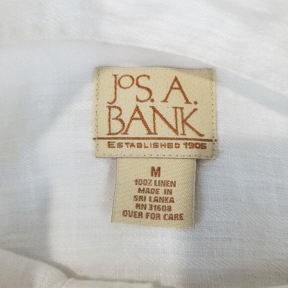 Jos A Bank Shirt Mens Medium White 100% Linen Long Sleeve Button Front Summer - Picture 5 of 10